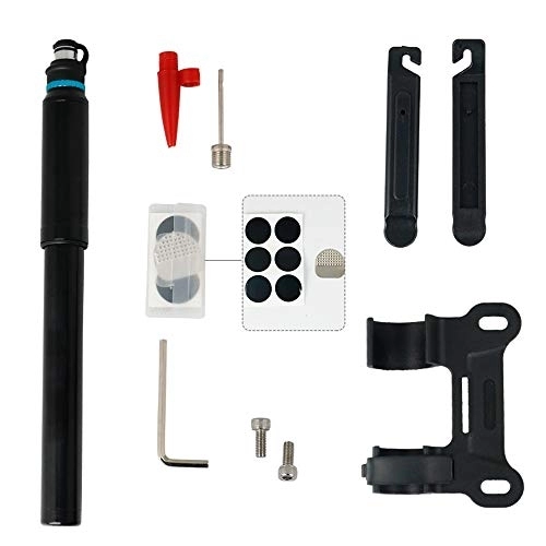 Bike Pump : Heqianqian Bicycle pump Bike Pump Telescopic Tube Bike Tyre Repair Kit With Mini Portable MTB Pump For Presta & Schrader Valve Suitable for all kinds of bicycles (Color : Black, Size : 24.5cm)