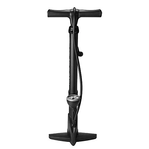 Bike Pump : Jklt Convenient Bicycle Pump Riding Equipment Household Vertical Bicycle Manual Pump with Barometer Durable (Color : Black, Size : 600mm)