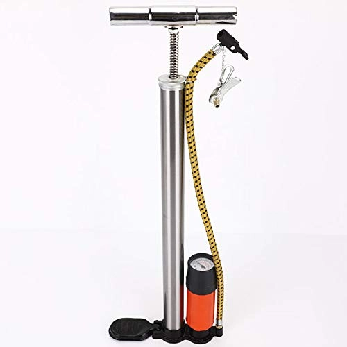 Bike Pump : MICEROSHE Durable Bicycle Pump High-pressure Meter Inflator Bicycle Hand Pump Floor Type Single-tube Pump Practical (Color : Silver, Size : 3.8x50cm)