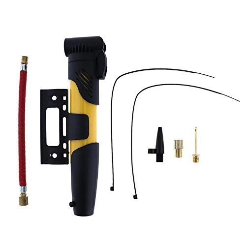 Bike Pump : Mini Portable Bicycle Tire Air Pump Inflator With Pump Inflator Extension Tube (Color : Yellow)