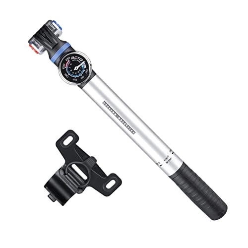 Bike Pump : Orogoo Bicycle Pump, Portable Aluminum Alloy Inflator with Pressure Gauge | Mini Tyre Inflator Handheld Device for Road Mountain Bikes
