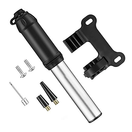 Bike Pump : Portable Bicycle Pumps Compact and Lightweight Performance With Fixed Bracket Home Mini Portable Bicycle Hand Pump for Bike Tyres (Color : Silver, Size : 180mm)