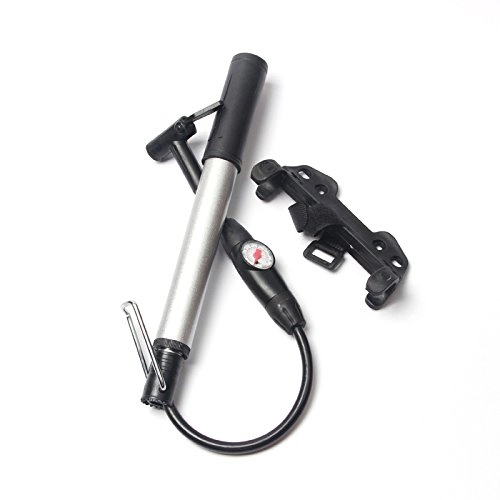 Bike Pump : QIANLZW Bicycle Pump Mini High Multi-Functional Portable Cycling Bike Air Tyre Tire Aluminum Alloy Pump With Pressure Gauge Travel Tools, Black