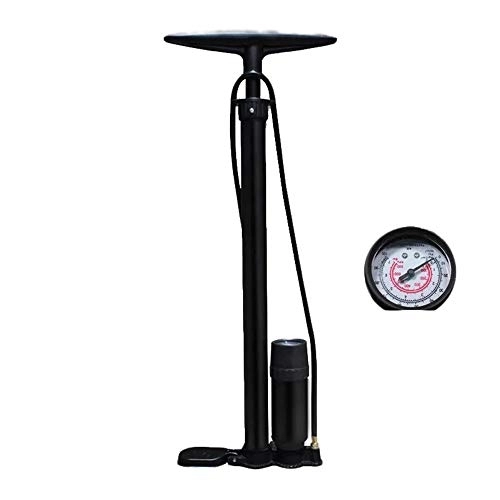 Bike Pump : QinWenYan Bike Pump Standing Pressure Bike Pump Valve 100 PSI Pressure Gauge Belt F Cycling Pump (Color : Black, Size : 60cm)