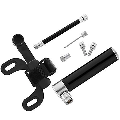 Bike Pump : YLiansong-home Portable Bicycle Pumps Manual Small Mini Portable Bicycle Basketball Football Inflatable Tube Aluminum Alloy Pump for Bike Tyres (Color : Black, Size : 9.8cm)