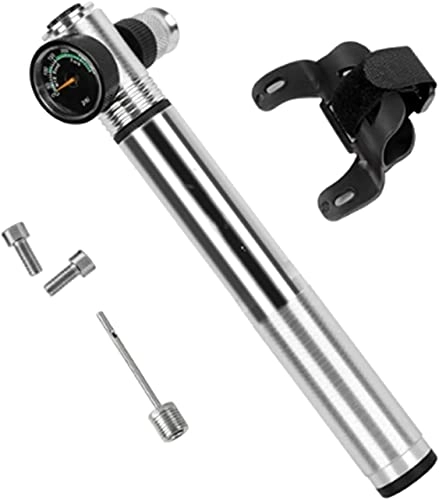 Bike Pump : ZRKJ-jl 300 Psi Mini Bike Pump With Gauge Mountain Road Bicycle High Pressure Hand Air Pump CNC Cycling Pump Tire Inflator (Color : Black) (Color : Black) (Color : Silver)
