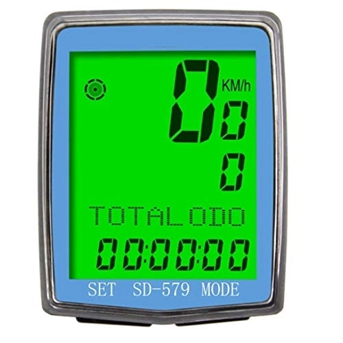 Cycling Computer : Yaunli Bicycle computer Bike Computer Waterproof LCD Display Cycling Computer Odometer Speedometer with Green Backlight Waterproof speed bike speedometer (Color : Blue, Size : One size)