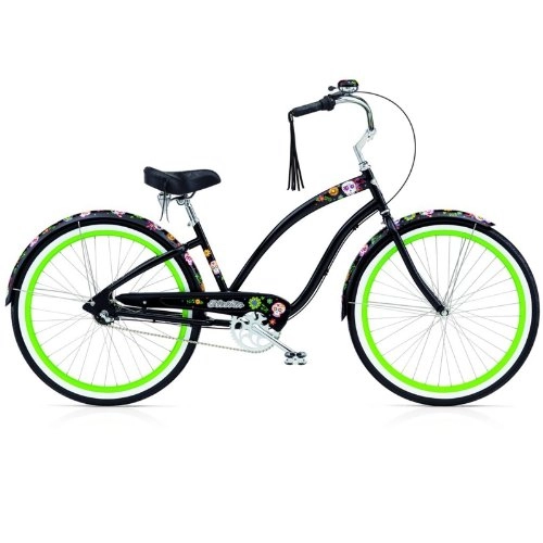 Bici Cruiser : ELECTRA BICYCLE CO. SUGAR SKULLS 7i Fahrrad black