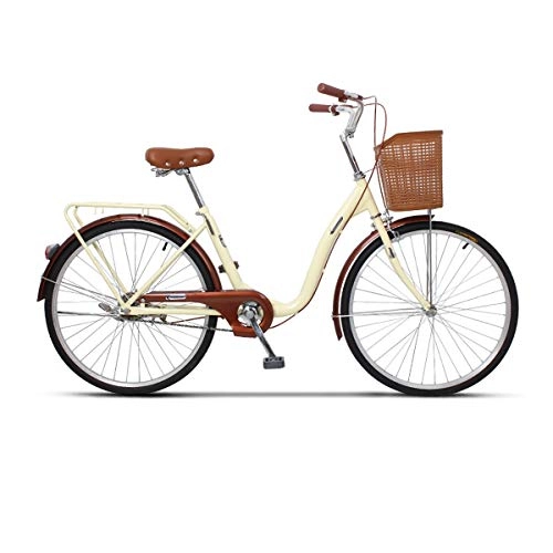 Bici Cruiser : KUQIQI Bicicletta Leggera da 24 / 26", Alta qualit, pendolare Urbano, Adatta a Persone di 140-180 cm di Altezza (Color : Beige, Edition : 24inches)