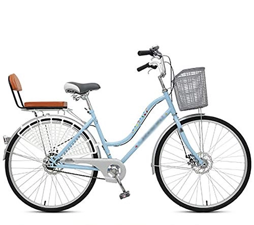 Bici Cruiser : LIXIGB Bicicletta da Donna a 6 Marce Comfort, Cruiser Bike 24 / 26 pollicibicicletta 24 / 26 Pollici, Blue Single speed2, 24inch