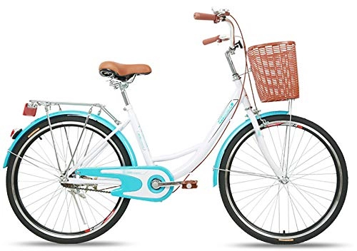 Bici Cruiser : LIXIGB Cruiser Bike, Cruiser Bike da Donna con Portapacchi Posteriore Around The Block da 24 Pollici, 26 Pollici, Blu, 26in