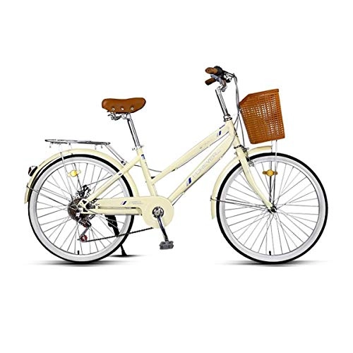 Bici Cruiser : XIONGHAIZI Bicicletta, Bicicletta a 24 Pollici da Donna a 24 velocità, Bicicletta per Il Tempo Libero per Studenti, pendolari, Alta qualità (Color : Beige, Edition : 6 Speed)