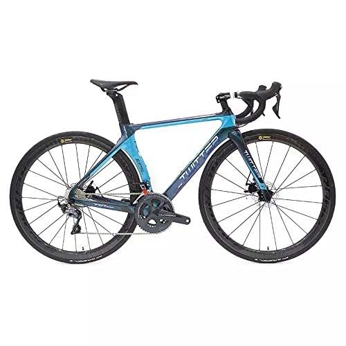 Bici da strada : Bici da strada in carbonio, T10 Pro Bici da corsa 700C con telaio in fibra di carbonio e cambio Shimano 105 / R7000-22 velocità, reggisella Unisex aero-dinamico e freno a disco (50cm(175-185cm), Blu)