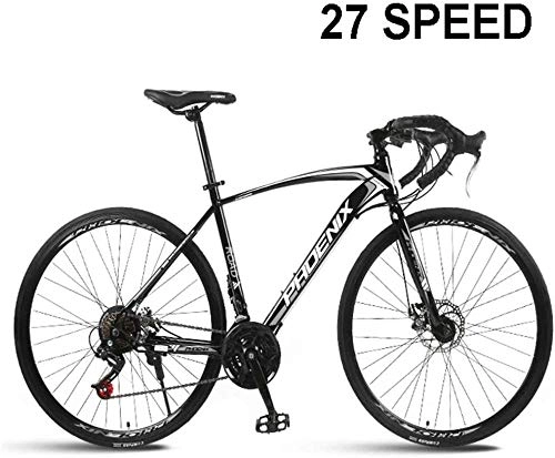 Bici da strada : Bici MTB Men's, Trekking Bicicletta Cross Trekking Bici Bici da Strada Manubrio Curvo Bici da Strada Bicicletta a Vento variabile Corse da Corsa Cyling Doppi Freni a disco-27 velocità_Nero