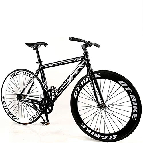 Bici da strada : Bicicletta Bike Bike New Fisso Gear Muscle Frame Bending Adult Racing da 26 Pollice Singola velocità 60 Ruota Coltello (Color : Black White, Size : 26inch)
