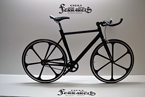 Bici da strada : Cicli Ferrareis Fixed Bike Single Speed Bici Scatto Fisso a 6 Razze Nera Personalizzabile