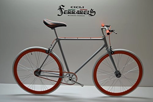 Bici da strada : Cicli Ferrareis Fixed Bike Single Speed Bici Scatto Fisso Grigio Arancio Personalizzabile