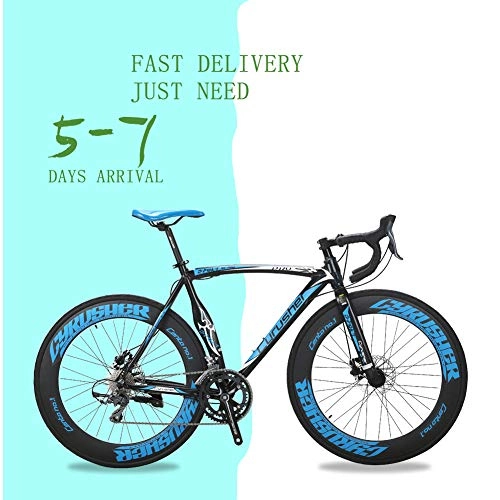 Bici da strada : Extrbici da Corsa Sportiva da Corsa XC700 Professional 700Cx700MM Ruota da 56 cm Telaio Leggero in Alluminio da 16 velocità Shimano 2400 Manuale Hardtail Mans Road Bike Doppio Freno a Disco Meccanico