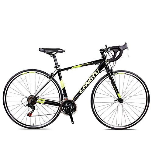 Bici da strada : FANG Bici da Strada, 21 velocità Adulti Doppio Freno a V 700C Pneumatico Bicicletta, Ultralight Telaio in Lega di Alluminio Uomo Donna Bicicletta da Corsa, Black Yellow