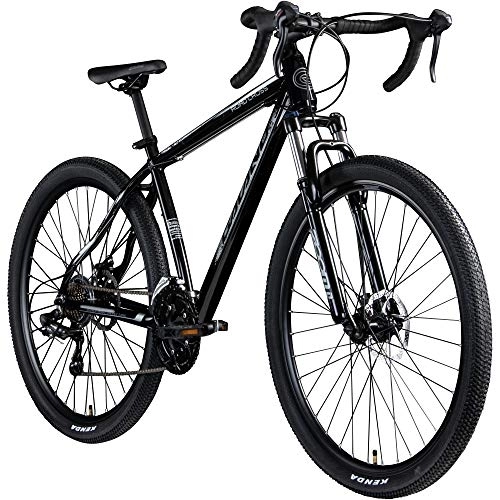 Bici da strada : Galano Bicicletta da cross, 29 pollici, per fitness, cross-bike, da corsa, (nero / grigio, 48 cm)