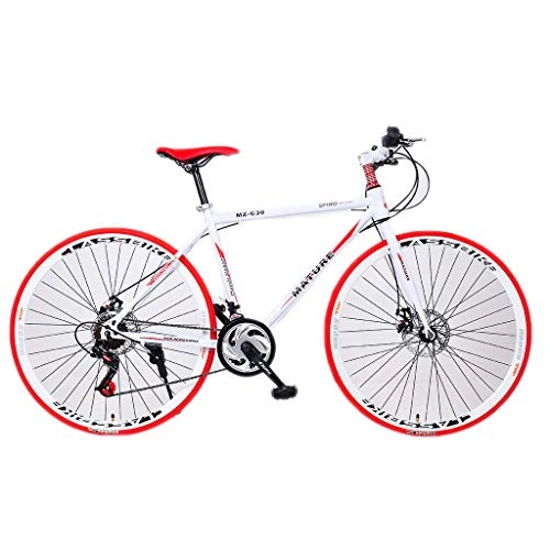 Bici da strada : HAOHAOWU Bicicletta da Corsa in Alluminio da Corsa, Mountain Bike 21 velocità Piega Freni A Doppio Disco Auto Sportiva 700C velocità Studente Bicicletta Telaio Bici da Strada Moda, B