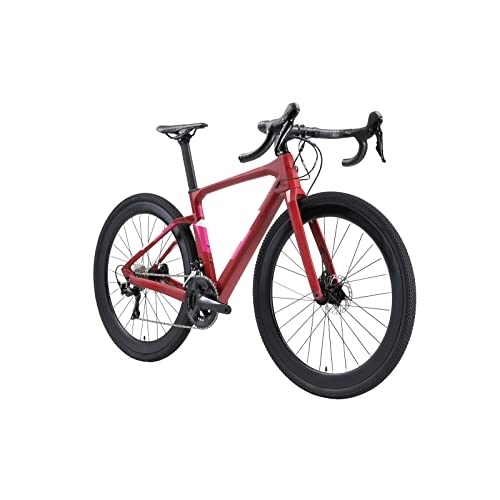 Bici da strada : HESND Zxc Biciclette per adulti ghiaia freno a disco auto strada 22 velocità strada auto ghiaia fibra di carbonio strada veicolo fuoristrada 700 * 40c pneumatico largo (colore: rosso, taglia: S)