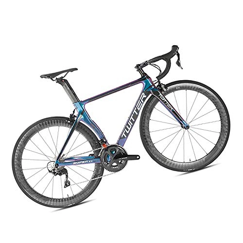 Bici da strada : JJIIEE Bici da Strada Fuoristrada Ruote 700C Freno a Disco a 22 velocità Bici da Strada in Alluminio, cursore Riflettente colorato Laser UV, Bicicletta da Corsa più Veloce e più Leggera, F, M