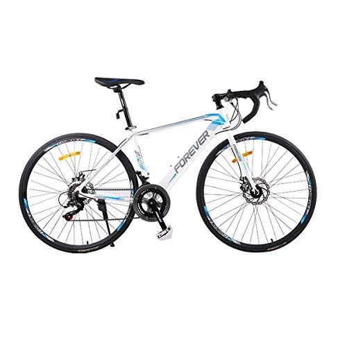 Bici da strada : KUQIQI Bicicletta, Bici da Corsa in Lega di Alluminio a 14 velocit, Doppia Freni a Disco, Bicicletta per Studenti e Uomini, Ruote 700C (Color : White Blue, Size : 26 Inches)