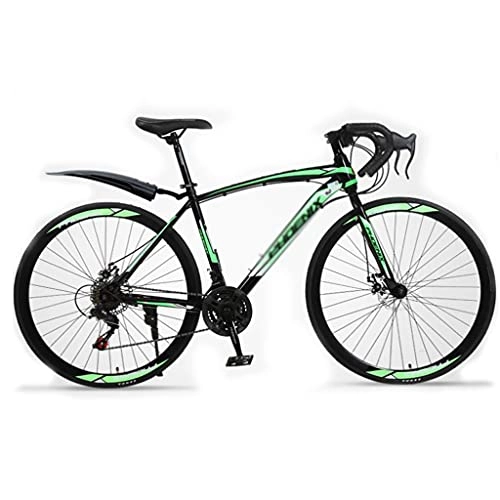Bici da strada : M-YN Bici da Strada 21 velocità Ruote Ruote 700c con Telaio in Lega di Alluminio, Ciclista Ciclabile più Veloce E Accendistrello(Color:Nero+Verde)