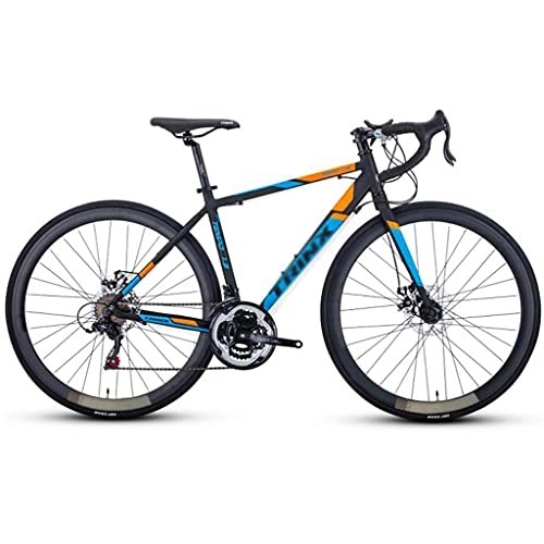 Bici da strada : M-YN Bicicletta da Strada Bicycle 700c Bicicletta Ciclismo per Uomo O Donna con Freni A Disco A 21 velocità E Sospensione Completa(Color:Blu+Arancione)