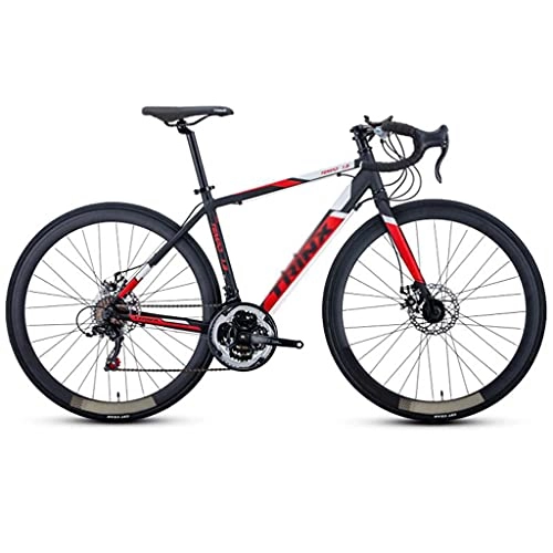 Bici da strada : M-YN Bicicletta da Strada Bicycle 700c Bicicletta Ciclismo per Uomo O Donna con Freni A Disco A 21 velocità E Sospensione Completa(Color:Nero+Rosso)