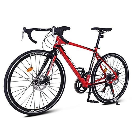 Bici da strada : MJY Bici da strada per adulti, bicicletta in alluminio leggero, bicicletta da città per pendolari con doppio freno a disco, ruote 700 * 23C, Rosso