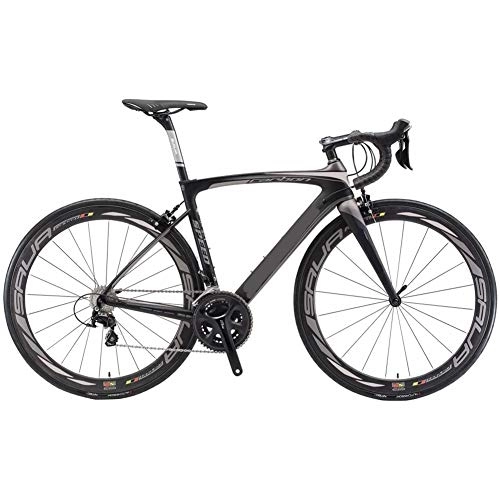 Bici da strada : MYRCLMY Carbon Road Bike, in Fibra di Carbonio 700C della Bicicletta della Strada con 105 22 Speed Ultra-Light Carbon Ruote reggisella Forcella della Bicicletta, B