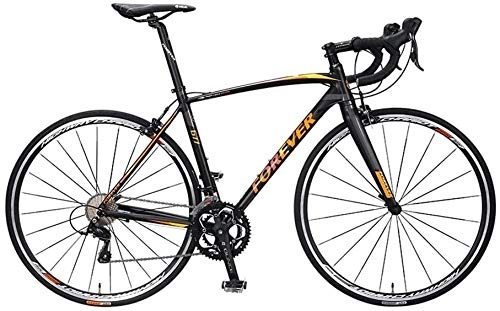Bici da strada : QUETAZHI 18-velocità Mountain Bike, 700C Telaio in Alluminio, Leggeri Entry Level Corsa Raggi della Bicicletta, Nero QU604