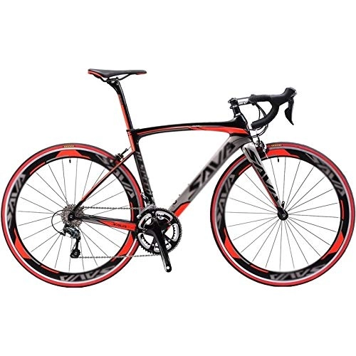 Bici da strada : Rindasr Strada Mountain Bike, Carbon Frame + Doppia V Brake Bicicletta da Corsa, 18 Speed Highway Esterna Che Guida Il Viaggio Bike (Color : Red)