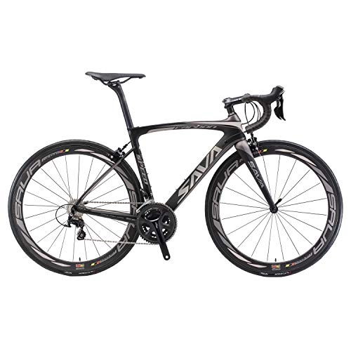 Bici da strada : SAVADECK Herd 6.0 700C Bici da Strada T800 Fibra di Carbonio con 22 velocità Shimano 105 R7000 Continental Ultra Sport II 25C Pneumatico e Fizik Sella Leggera 18.3 lbs (54cm, Nero Grigio)