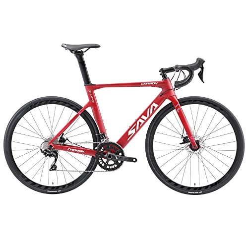 Bici da strada : SAVADECK R08 Bici da strada carbonio, 700C Bici da corsa carbonio con freno a disco con Shimano SORA R3000 a 18 marce e sistema coassiale Bici da strada per uomo e donna bicicletta