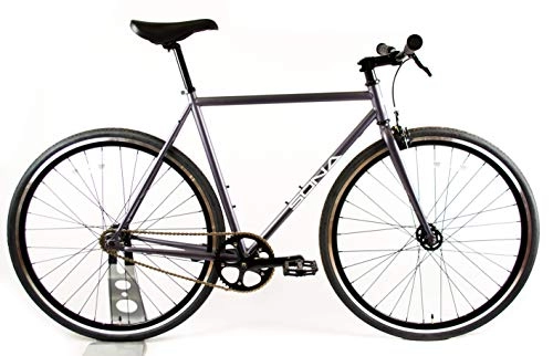 Bici da strada : SONA Original Single Speed Fixed Gear | Urban Commuter City Fixie Bike | Progettato e costruito a mano a Dublino | Mozzo per bici Flip Flop | Ruota fissa e ruota libera, Grigio opaco., Small 52cm
