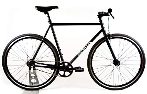 Bici da strada : SONA Original Single Speed Fixed Gear | Urban Commuter City Fixie Bike | Progettato e costruito a mano a Dublino | Mozzo per bici Flip Flop | Ruota fissa e ruota libera, Nero opaco, Medium 55cm