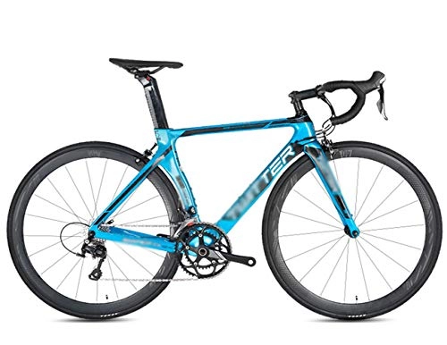Bici da strada : TSTZJ Bici da Strada, Bici da Corsa 2.0 in Fibra di Carbonio Bici da Corsa 700C Bici da Strada (con Sistema di Cambio a 16 velocit e Doppio Freno a V), blue-46cm