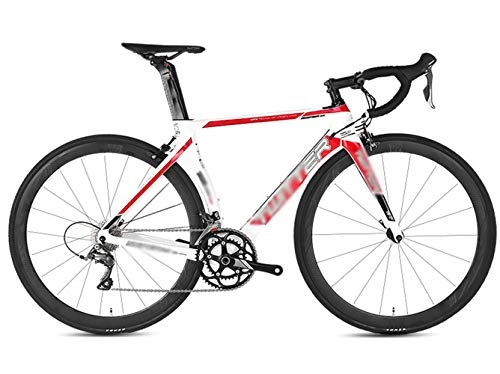 Bici da strada : TSTZJ Bici da Strada, Bici da Corsa 2.0 in Fibra di Carbonio Bici da Corsa 700C Bici da Strada (con Sistema di Cambio a 16 velocit e Doppio Freno a V), white-50cm