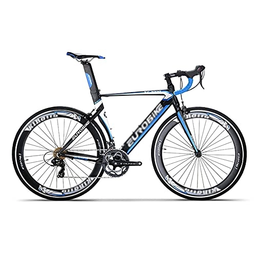 Bici da strada : WANYE Bicicletta da Corsa Road Bike R2 700C con velocità Shimano 14 / 16 Nera 49cm blue-14 Speed