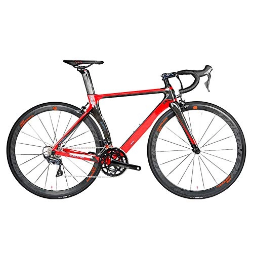 Bici da strada : Yinhai Bici da Strada in Carbonio, Bicicletta da Corsa T10pro 18K con Telaio in Fibra di Carbonio 700C con Bicicletta Ultraleggera A 22 velocità, Black+Red 50cm