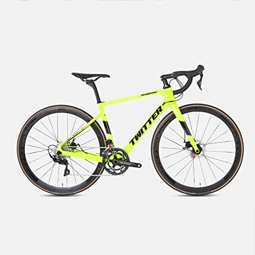 Bici da strada : Yinhai Biciclette da Strada, Biciclette da 20 Pollici A 22 velocità, Telaio in Fibra di Carbonio, Bici da Corsa, Bici da Strada A Doppio Freno con Freno A Disco, Green 51cm