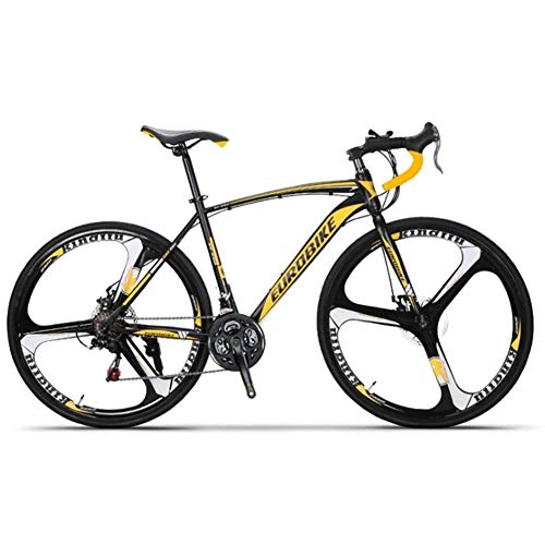 Bici da strada : ZHTX Acciaio al Carbonio della Bici della Strada 700C Strada Maschio Biciclette e Femmina Studenti Road Racing Bike for Adulti 21 / 27 velocità della Bicicletta (Color : Black Yellow, Size : 27)