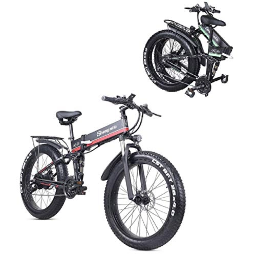 Bici elettriches : 1000W 26 pollici di grasso della gomma della bicicletta di montagna elettrica Spiaggia Neve Bike for adulti, Alluminio Scooter elettrico 7 Speed ​​Gear E-Bike con rimovibile 48V12.8A batteria al litio