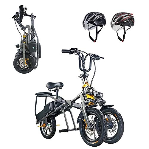 Bici elettriches : 14 Pollice Bicicletta Elettrica Pieghevole con 48V 7, 5 Ah Batteria e Motore Brushless da 350 W, Portatile Mountain Bike a Pedalata Assistita per Adulti in Città