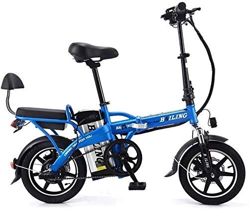 Bici elettriches : 14 Pollici Pieghevole Bicicletta elettrica, Bicicletta elettrica di Alluminio Leggero della Batteria al Litio 48V 350W Ebike Mobile 2 E Bicycle Wheel QU526 (Colore: Bianco) yqaae (Color : Blue)