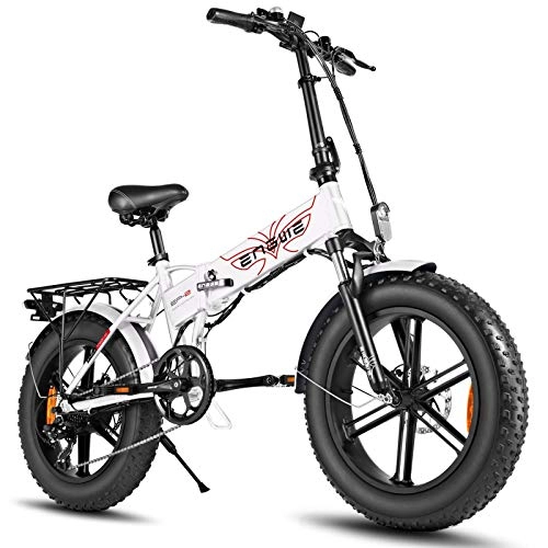 Bici elettriches : 20 Pollici Bicicletta Elettrica Pieghevole Mountain Bike Full Suspension, 750W 12.8Ah EBike Pedal Assist - 45 km / h & 80 km - Bici da Neve / Dpiaggia / Città (Bianca)