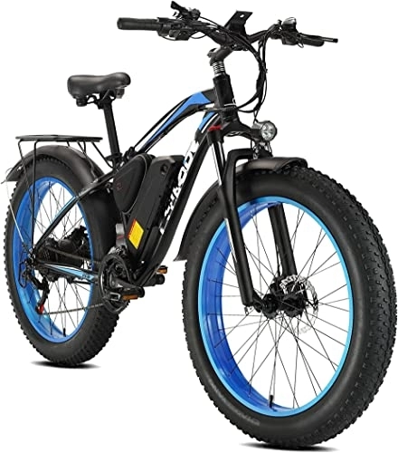 Bici elettriches : 26 'biciclette elettriche Mountain bike con pneumatici grassi con batteria agli ioni di litio rimovibile 48V 13Ah doppio disco idraulico